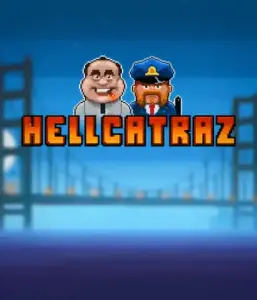 Explore the thrilling world of Hellcatraz slot by Relax Gaming, highlighting a cartoonish prisoner and a guard with the infamous Alcatraz prison and San Francisco skyline in the background. This graphic portrays the light-hearted escapade of an escape-themed game, perfect for players looking for a unique slot experience, offering a entertaining escape. 