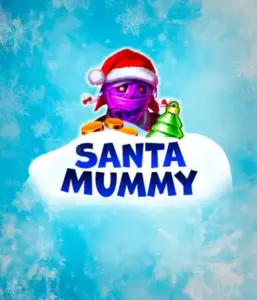  Experience the whimsical "Santa Mummy" slot game by Belatra, featuring a mummified Santa dressed in festive holiday attire. This eye-catching image captures the mummy with a bright purple hue, wearing a Santa hat, amid snowy blue with icy snowflakes. The game's title, "Santa Mummy," is prominently displayed in large, icy blue letters.