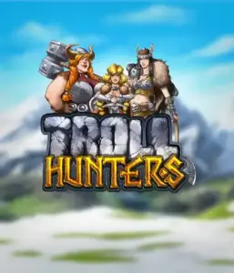 Step into the world of "Troll Hunters," where valiant Viking warriors stand ready to battle their foes. The logo features a male and female Viking, armed and ready, set against a cold mountainous backdrop. They emanate power and determination, capturing the core of the game's adventurous theme.