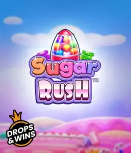 Dive into the delightful world of Sugar Rush by Pragmatic Play, showcasing a colorful candy dispenser against a dreamy background of candyland. This image captures the joy and thrill of the game, highlighted with bright candies and engaging typography. Great for candy lovers, promising hours of fun. 