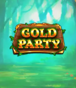 Discover the fairy-tale forest of the Gold Party game by Pragmatic Play, showcasing a rustically styled wooden sign decorated with golden letters. The backdrop of misty green forest adding a sense of mystery to the overall ambiance. Great for players who love magical and nature-inspired games, providing a captivating gaming experience. 